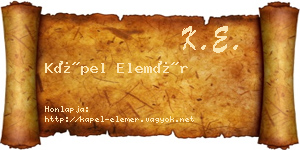 Kápel Elemér névjegykártya